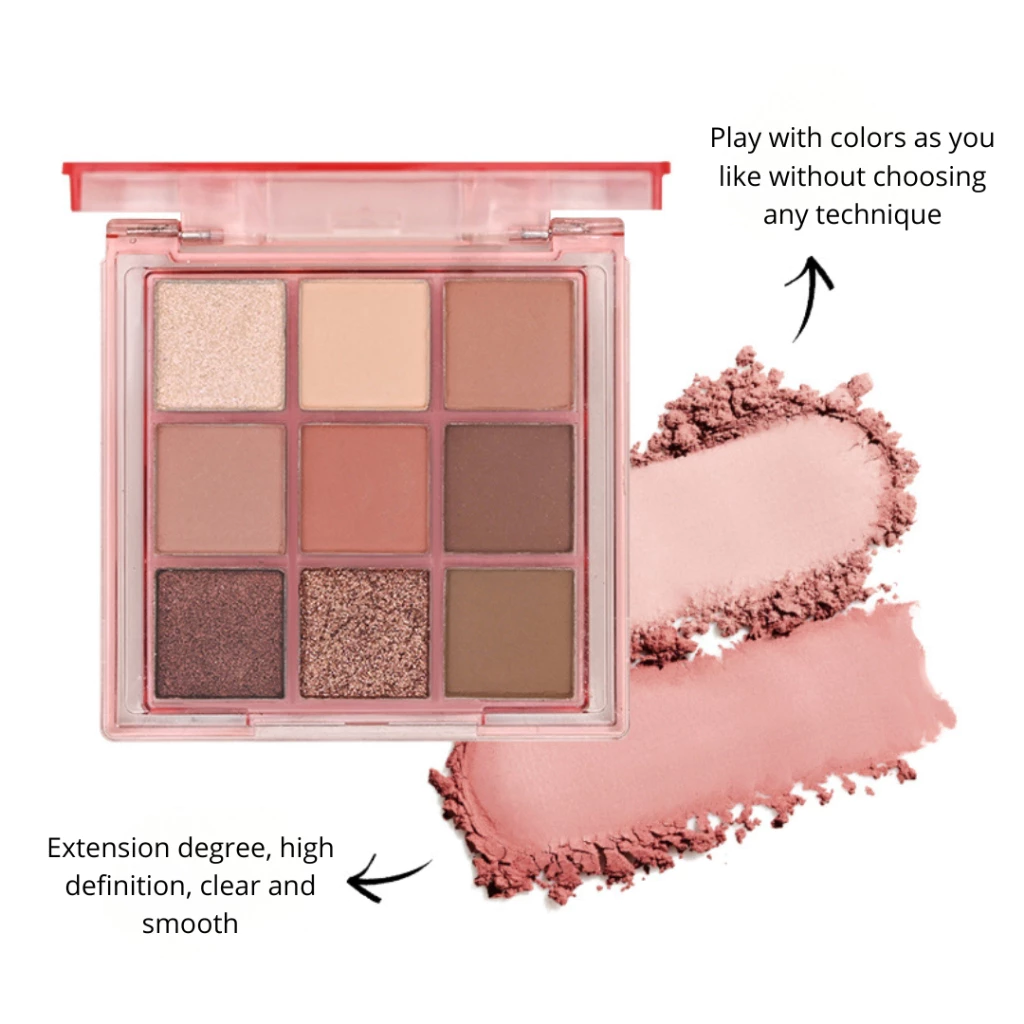 GROSIR 12 Pcs Palet Eyeshadow 9 Warna Natural Long Lasting Matte Glitter Shimmer Pigmented 77018 - Gambar 3