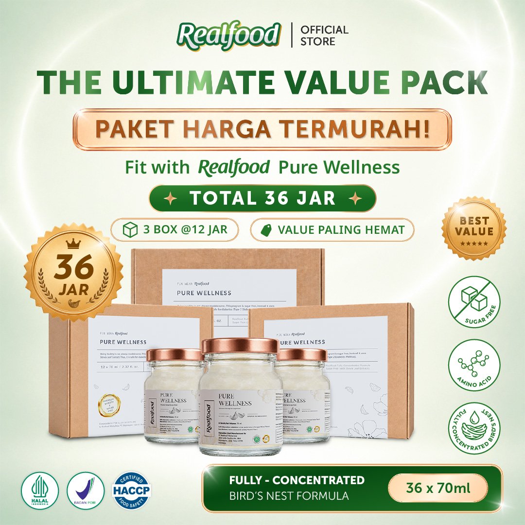 Realfood Triple Bundle Pure Wellness Minuman Sarang Burung Walet, 36 Jar