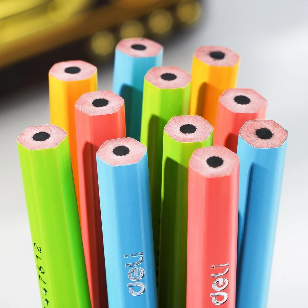 Deli x Cicimaksan Wood Free Pencil / Pensil 2B Isi 12 Ramah Lingkungan Bahan Daur Ulang EC28 - Gambar 2