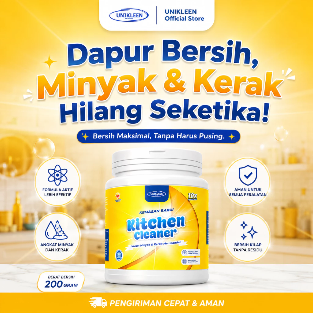 UNIKLEEN By Adreena - Pembersih Peralatan Dapur 200gr / Pembersih Noda Bandel di perabotan / Penghilang noda kuning dan kerak perabotan