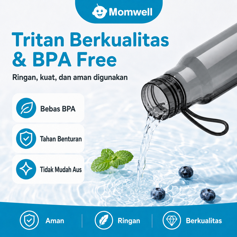 Momwell SS01 Tritan Botol Minum Olahraga 750ML - Gambar 3