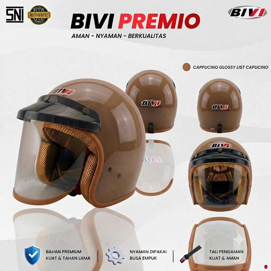 Helm Bogo Retro Bivi - PREMIUM Riding Experience Eksklusif Aesthetic Desain Stylish Helm Modis Helmet Half Face SNI - Gambar 4