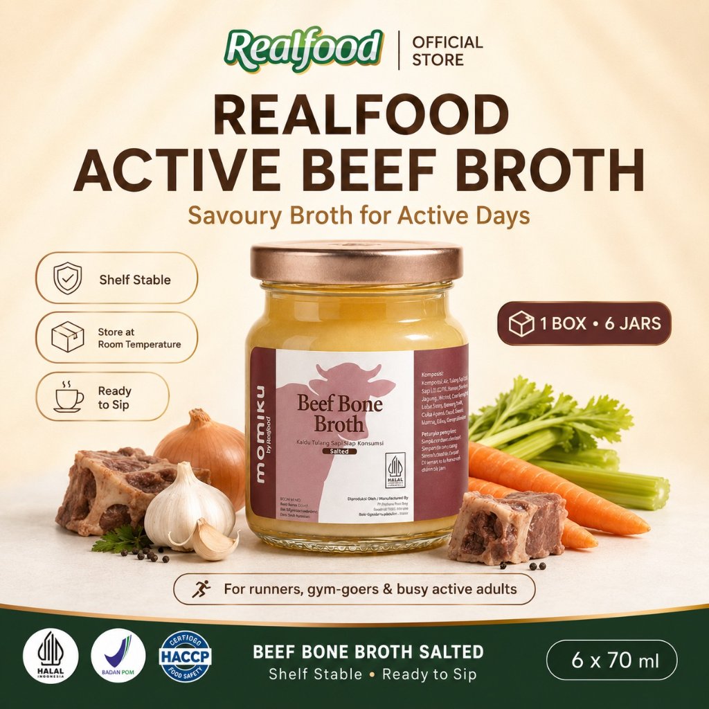 Realfood Momiku SALTED Beef Bone Broth Tanpa Freezer I Beef Bone Broth Salted I BB & Growth Booster / ANTI GTM / KALDU MPASI / Booster untuk Anak