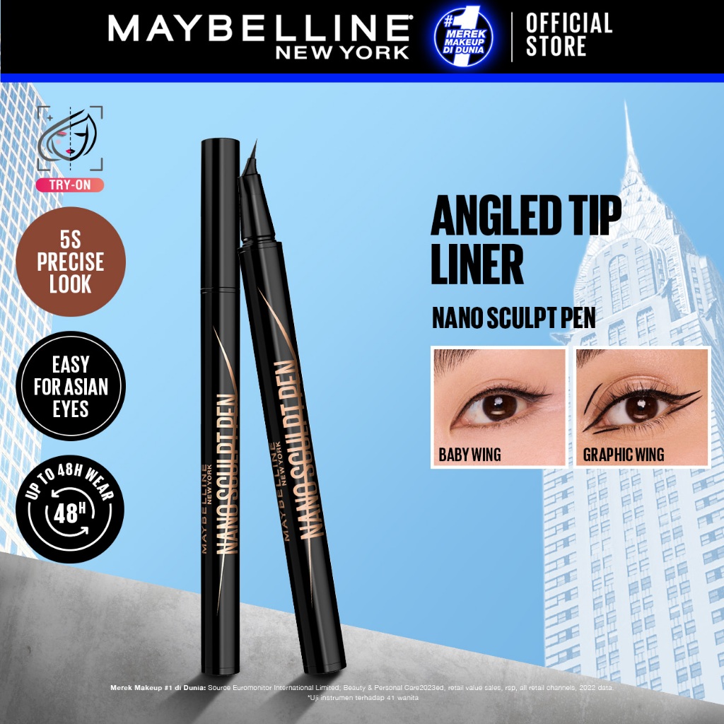 [EXCLUSIVE SHOPEE] MAYBELLINE OFFICIAL Nano Sculpt Pen Liquid Pen Eyeliner Waterproof Smudgeproof Tahan 48 Jam - Gambar 2