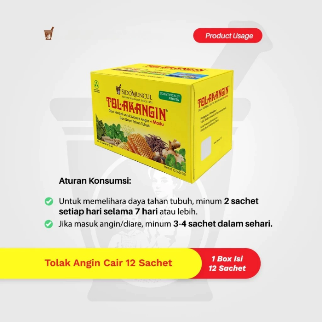 SIDOMUNCUL Tolak Angin Cair Herbal 1 Box Isi 12 Sachet - Masuk Angin / Distributor Cream Ori - Gambar 2