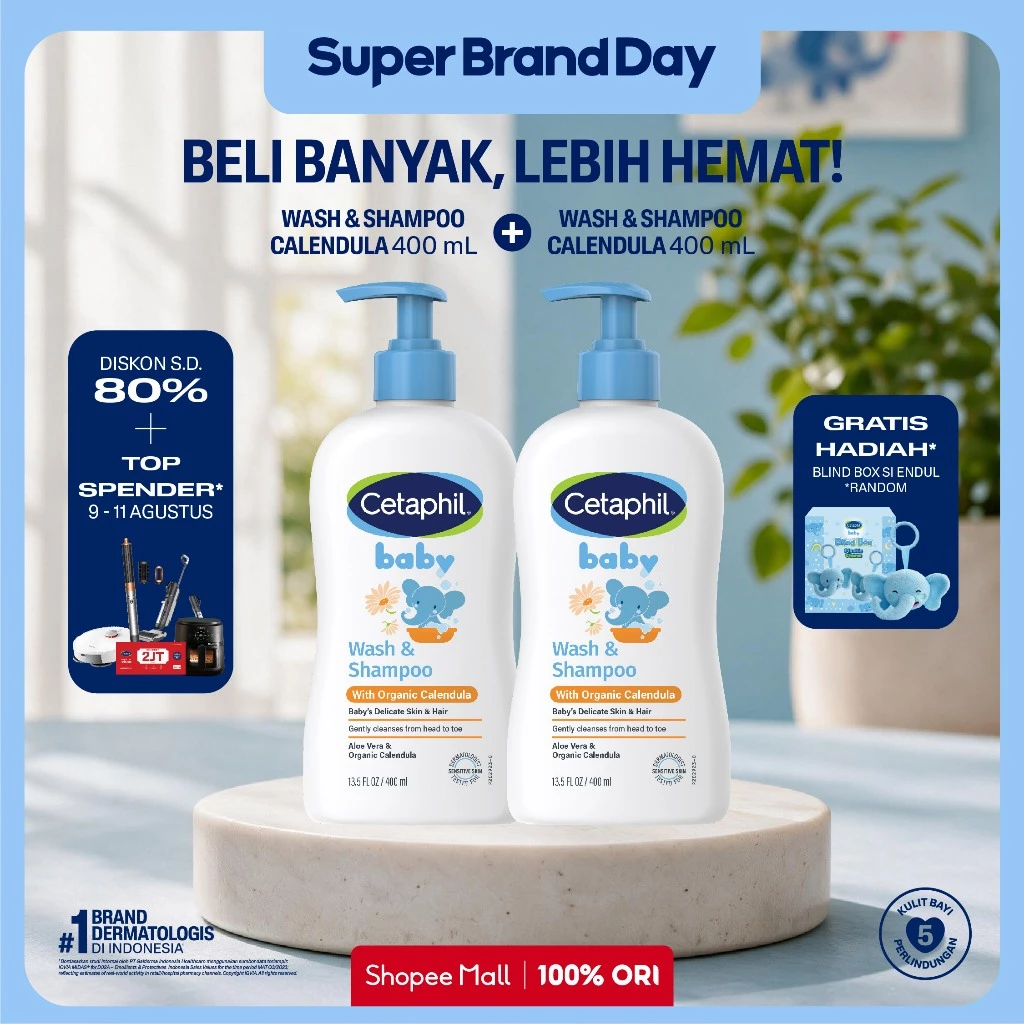 [LIVE ENDUL] Cetaphil Baby Wash & Shampoo with Organic Calendula 400ml Twin Pack