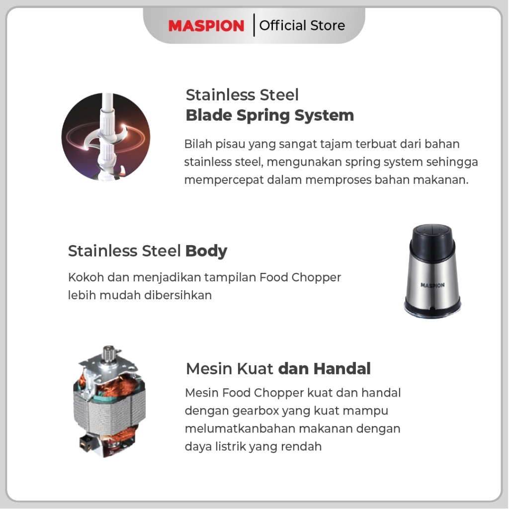 Maspion Food Chopper Penghalus Makanan 2 Liter MFC-202 GL - Gambar 2