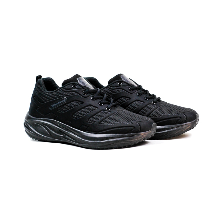 Working Sneakers For You Code Sergion Sepatu Full Hitam Pria Wanita Size 36 - 43 / Sepatu Sekolah / Casual / Running - Gambar 2