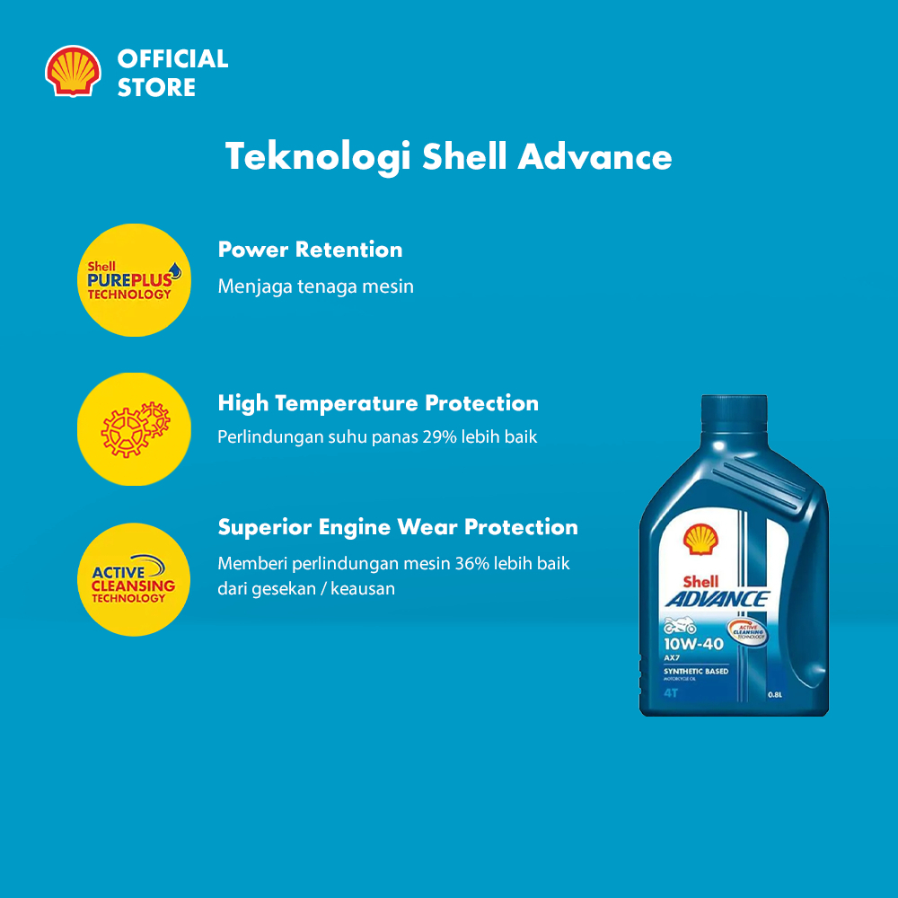 [Bundling] Oli Motor Shell Advance AX7 10W-40(0.8L) – Synthetic Pelumas Mesin Motor Manual Sport Lebih Bersih & Tahan Lama - Gambar 3