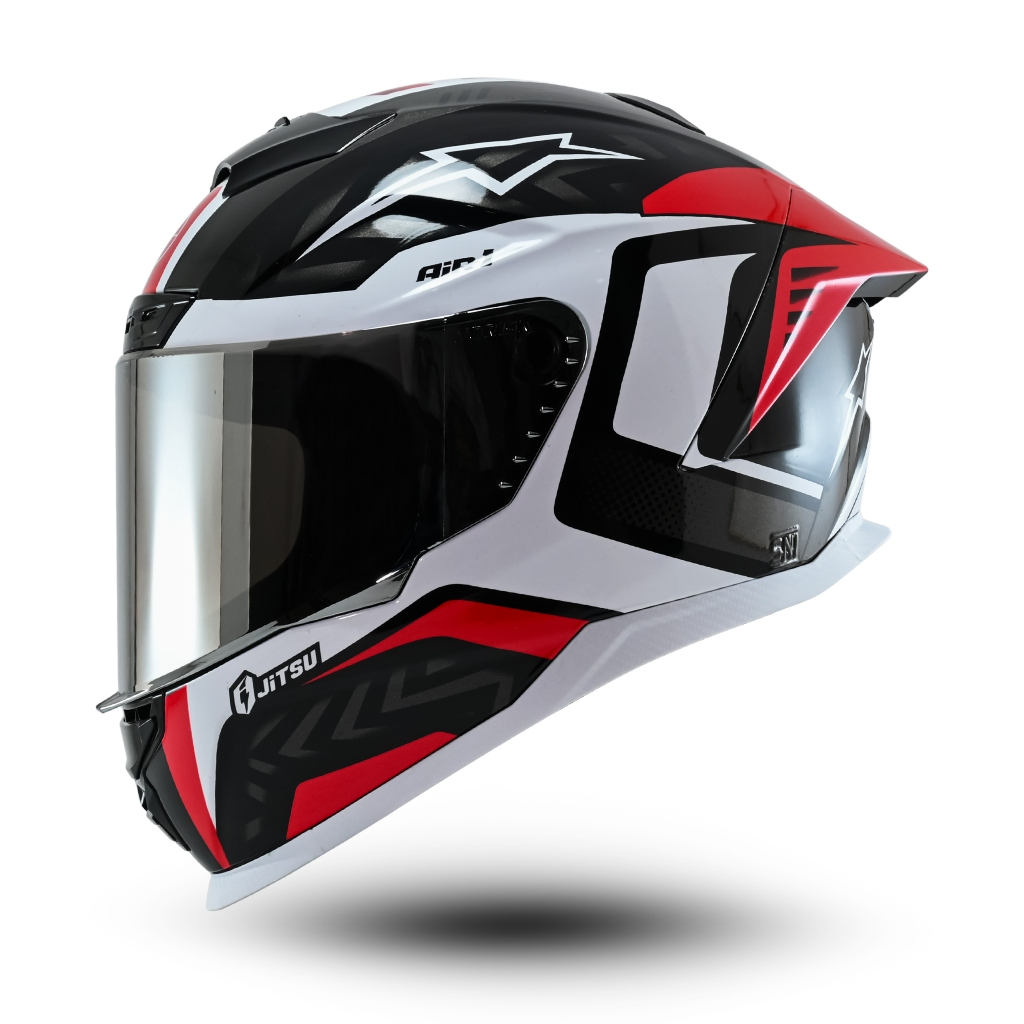 JITSU AIR 1 Helm Full Face Terbaru Motif Robotic 4.0 SNI Flat Visor Silver Blue