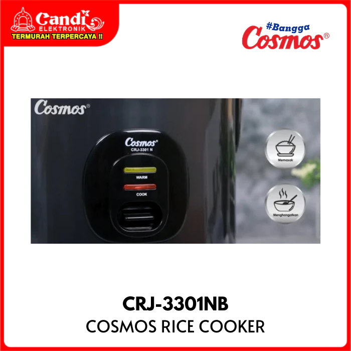 COSMOS Rice Cooker Penanak Nasi Non Stick 1,8 Liter Low Watt CRJ-3301NB - Gambar 3