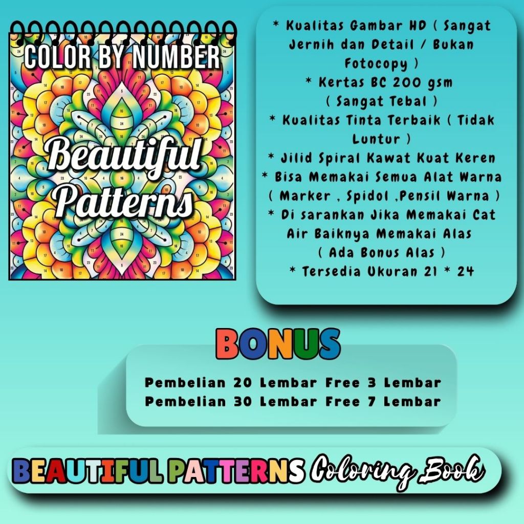 Color By Number Beautiful Patterns Coloring Book Theme Coloring Book ...