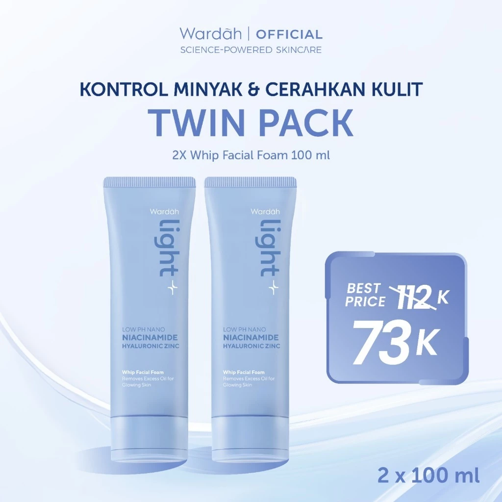 Wardah Lightplus Low pH Nano Niacinamide Hyaluronic Zinc Whip Facial Foam 100 ml - Sabun Cuci Muka, Mencerahkan Kulit, Mengurangi Kusam akibat Debu dan Polusi, Minyak Berlebih, Busa Lembut, Lightening - Skincare - Gambar 3