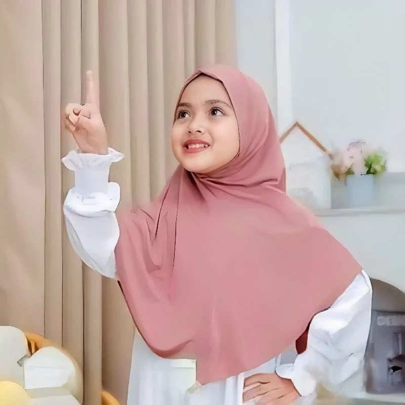 [DISA kids] Khimar Dagu Anak /Bergo Dagu Malay kids /Hijab Anak Dagu Malay 3-12th - Gambar 3