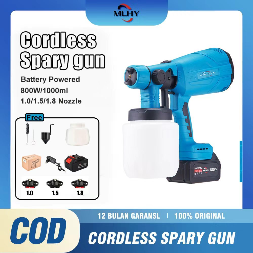 MLHY Electric Spray Gun 3 nozzles 1000ML Cordless lithium Battery 980W ...