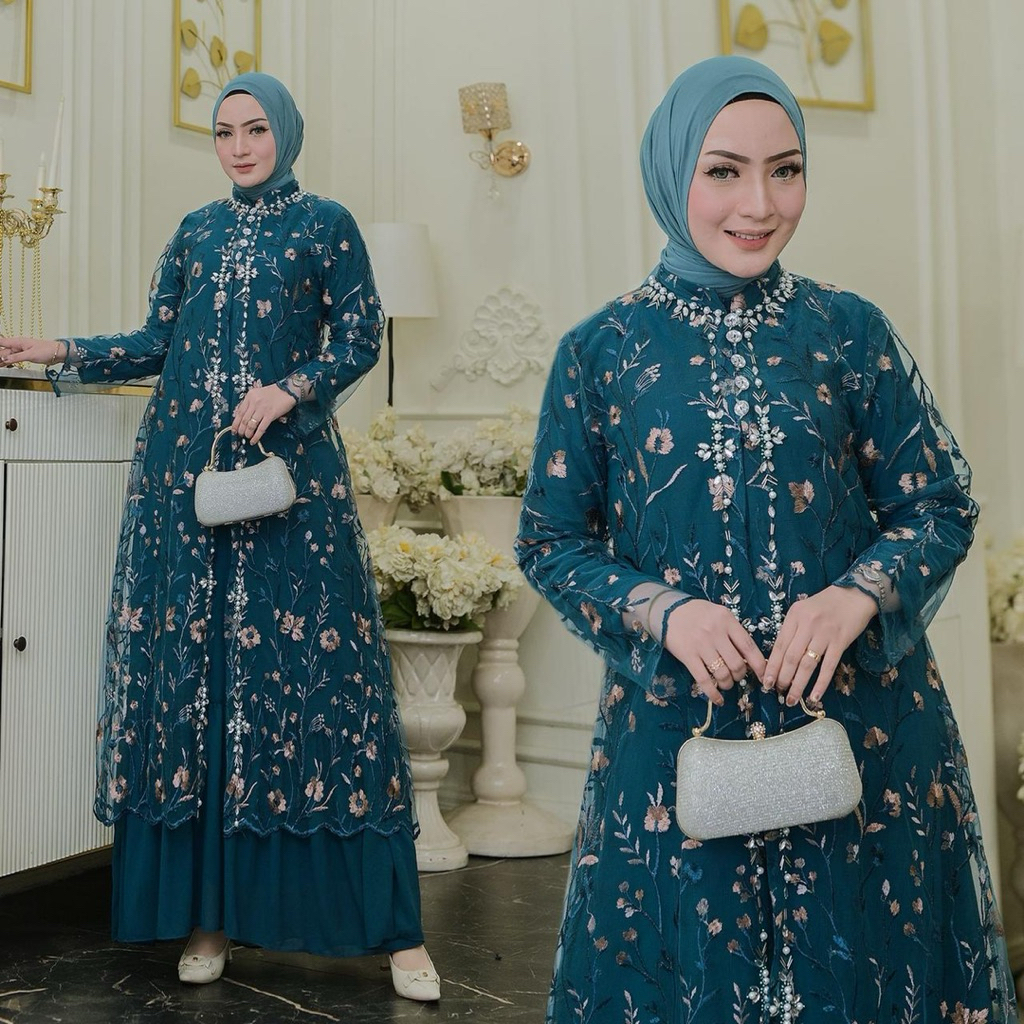 Two-tone Gamis - Latest Modern Brocade Gamis Kebaya - Modern Gamis ...