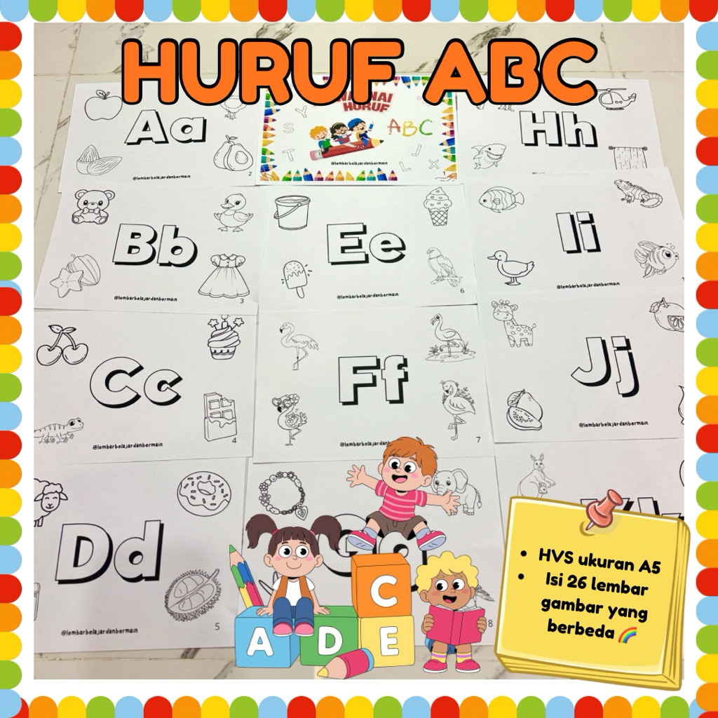 26 Letter coloring sheets, A5 80gsm paper size, coloring worksheet ...