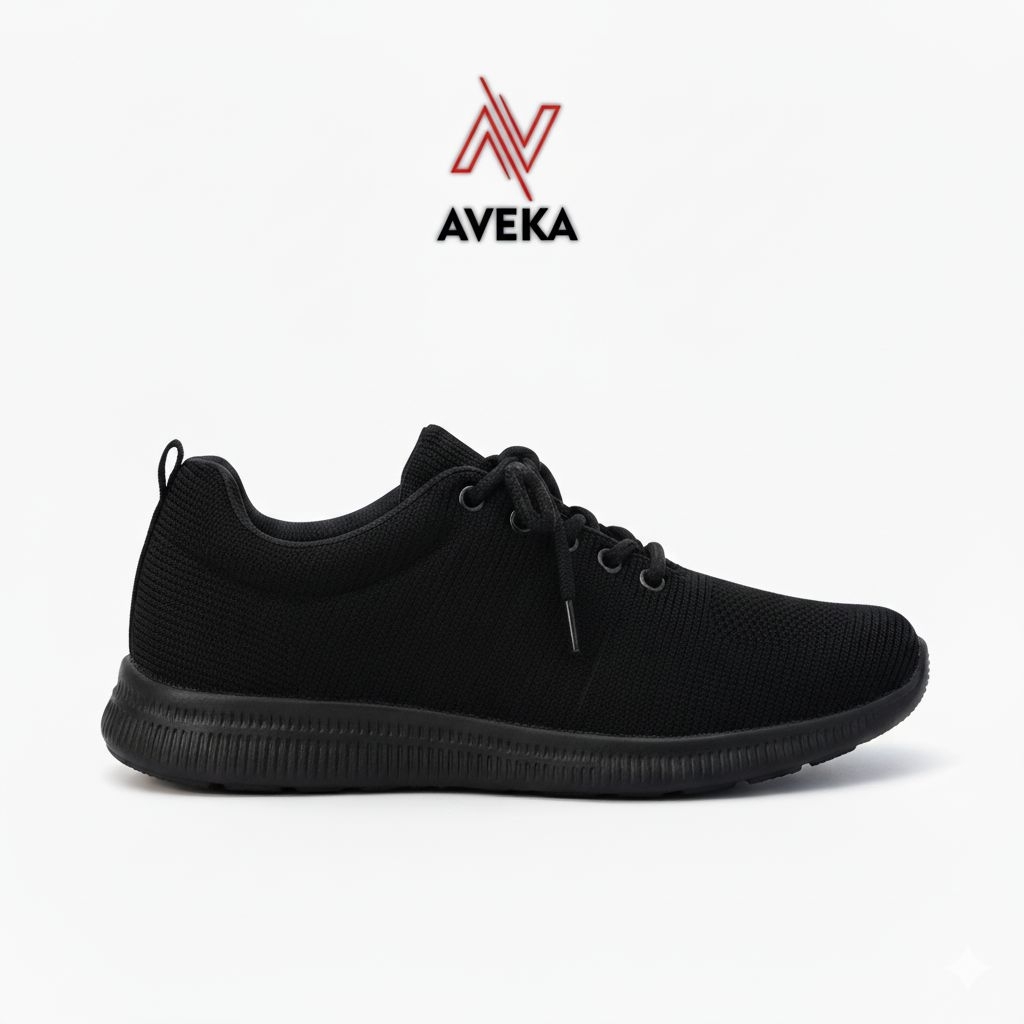 Sepatu Sekolah Hitam Polos Aveka Yesy Sepatu Sneakers Kasual Pria Wanita - Gambar 4