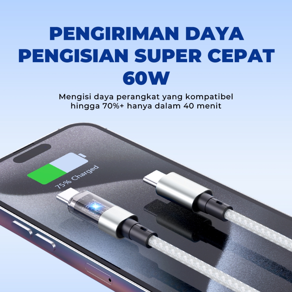 Matei COD Kabel Charger 60W Fast Charging Type C Micro USB lightning Data Cable For IOS Android - Gambar 2