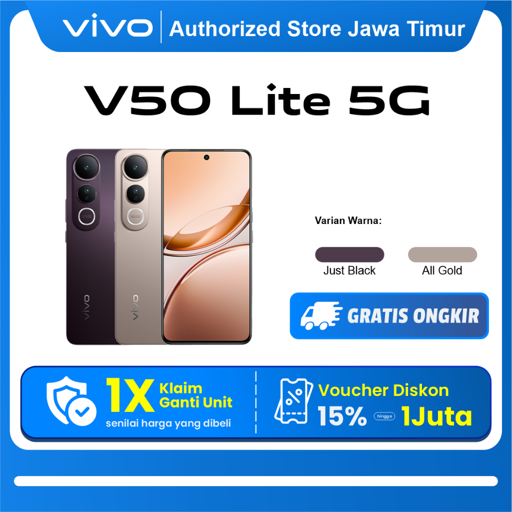 Vivo V50 Lite 5G 8+256GB [+12GB Extended RAM] Original Garansi Resmi 1 Tahun Vivo Indonesia
