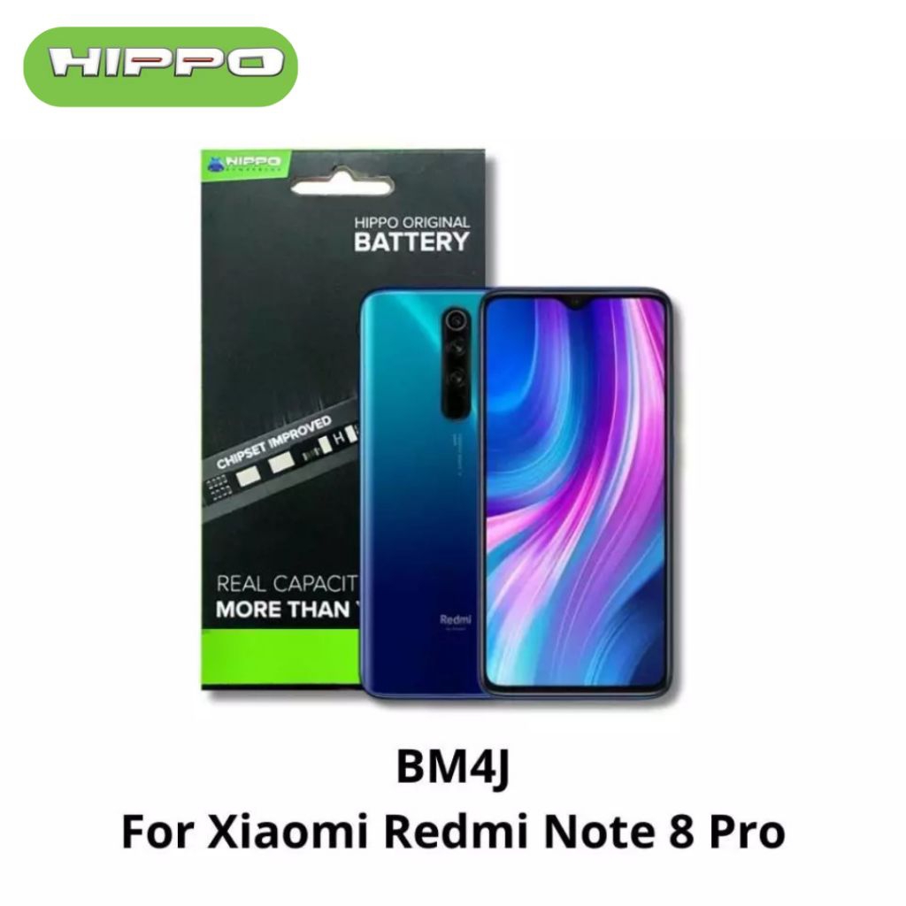 Hippo Baterai Baterry 100% ORI Baterai Xiaomi Redmi Note 8 Pro BM4J 4500MAH Original Batere Premium Batu Batre Batrai Handphone Garansi Resmi