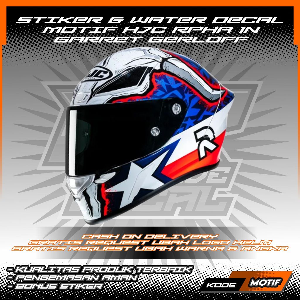 HJC RPHA 1N Garrett Gerloff MOTIF HELMET STICKERS & WATER DECAL (2 ...