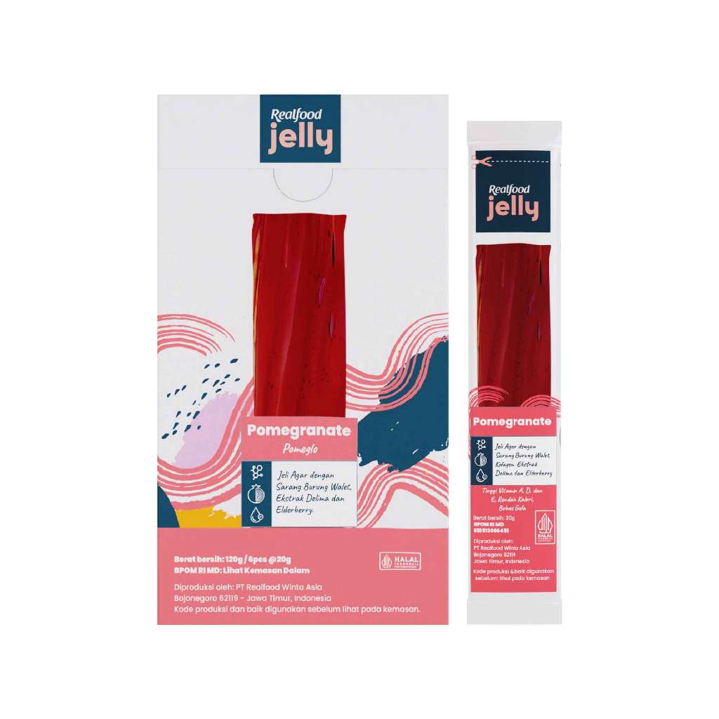 BUY 6 GET 6 Realfood Jelly Pomeglo / Jelly Glowing Skin / Beauty Jelly / Pomegranate / Collagen / Retinol / Kulit Cerah / Glowing Skin / Firming Skin / Elastisitas Kulit / Kulit Kencang / Antioksidan / UV Care / Daily Beauty Snack - Gambar 2