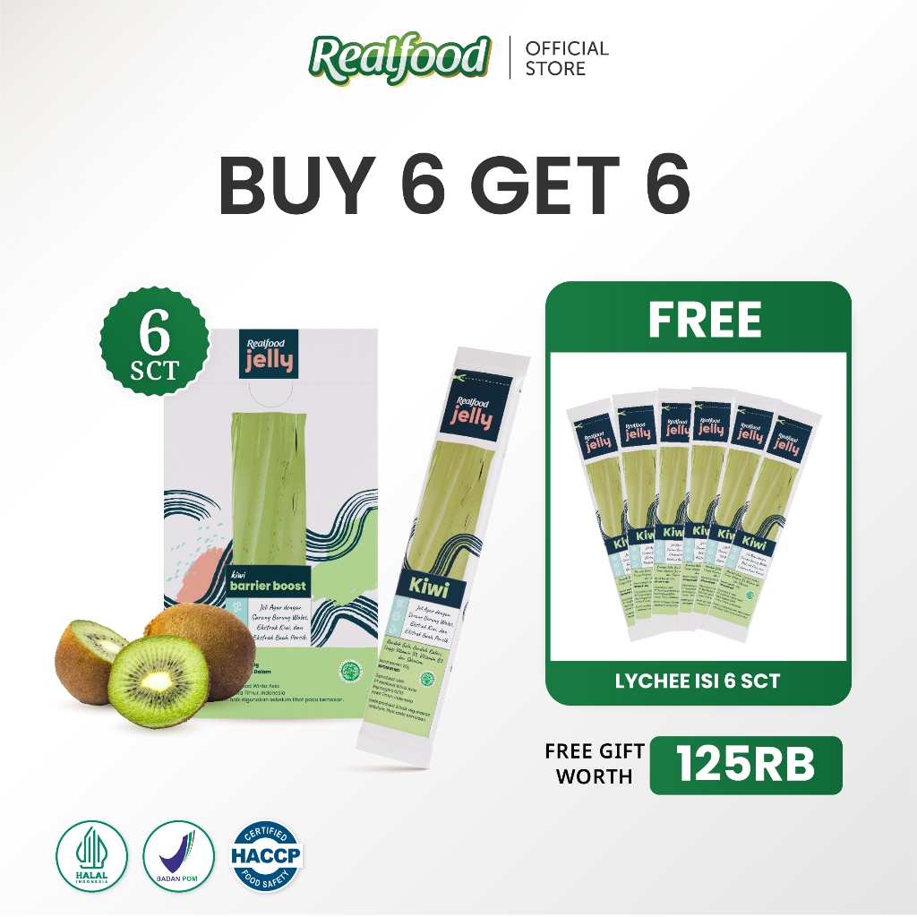 BUY 6 GET 6 Realfood Jelly Kiwi Sarang Burung Walet dengan Omega 3, Omega 6, Vitamin B3 dan B5 - Gambar 4