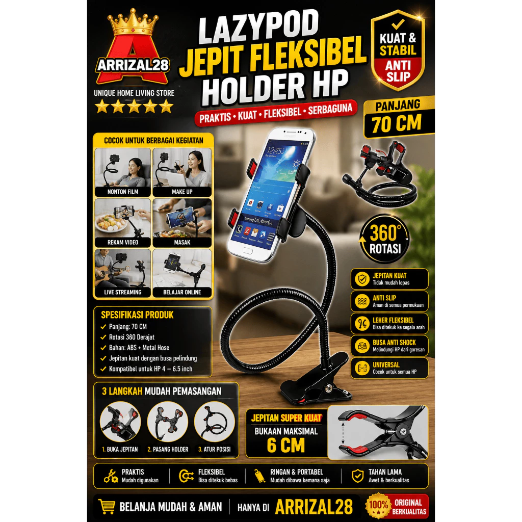 LAZYPOD JEPIT FLEKSIBEL HOLDER HP