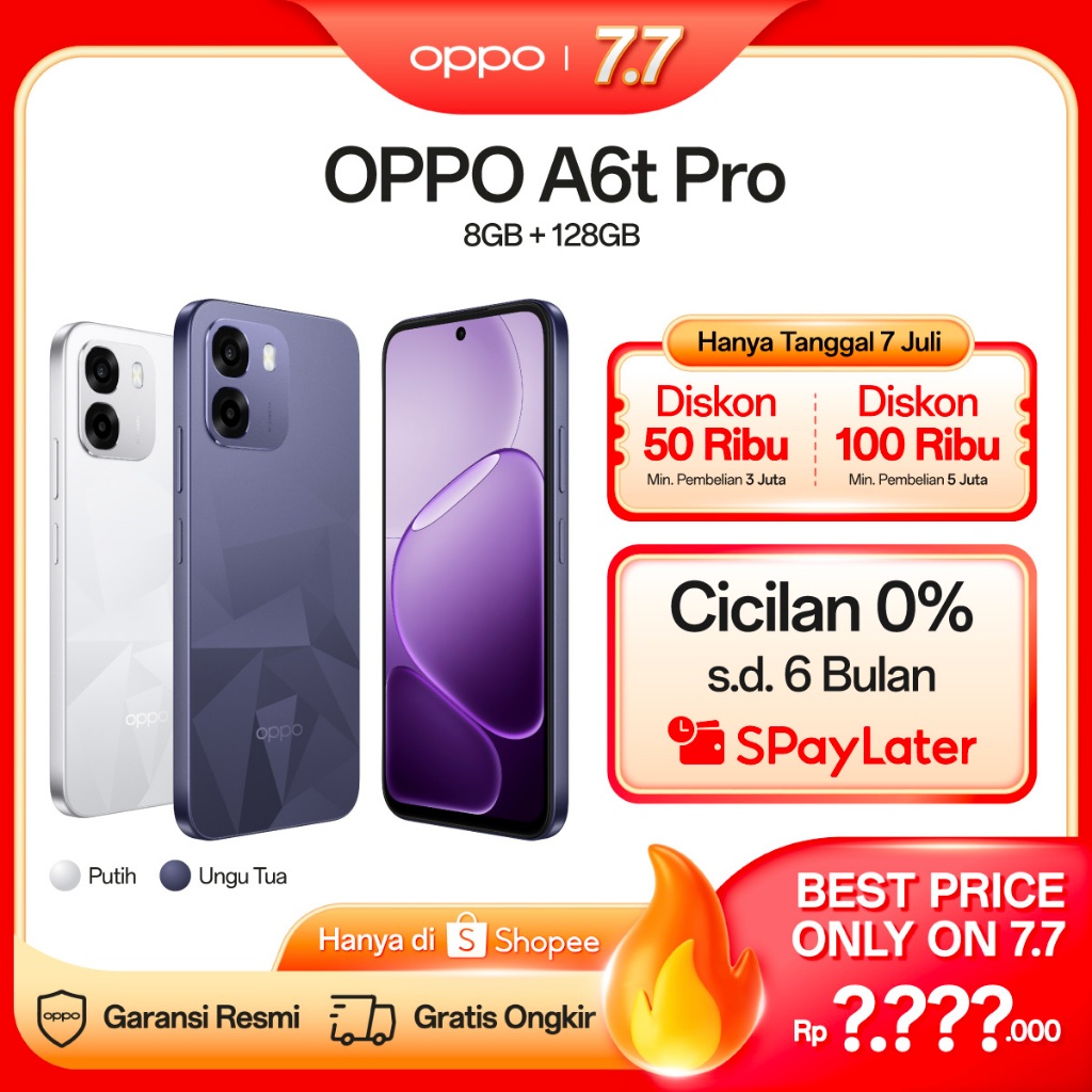[BARU] OPPO A6t Pro Online Exclusive 8GB+128GB [Snapdragon 685, 7000mAh Large Battery 45W SUPERVOOC, IP69 Water & Dust Resistance]