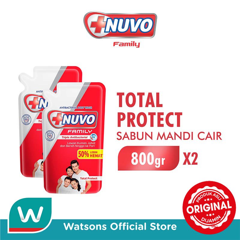 Nuvo Family Sabun Mandi Cair Total Protect Pouch 800g X 2