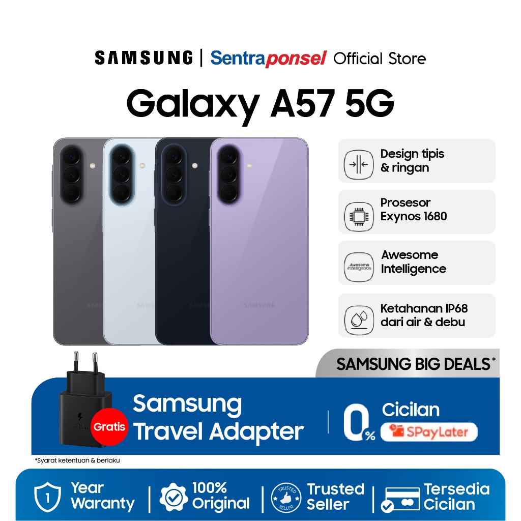 Samsung Galaxy A57 5G 8GB/128GB 8GB/256GB 12GB/256GB IP68 5000 mAh - Garansi Resmi