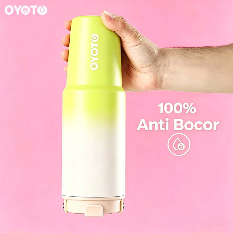 OYOTO Tumbler Insulated Cup Stainless Steel 304 Tahan Dingin With Handle Portable Kapasitas 900ML Outdoor - Gambar 4