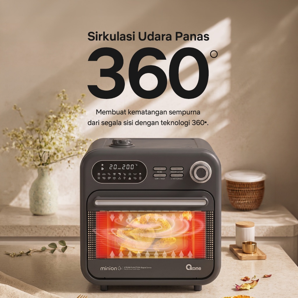 Oxone OX276DS Retro Mini Oven & Air Fryer Minion Series - Gambar 4
