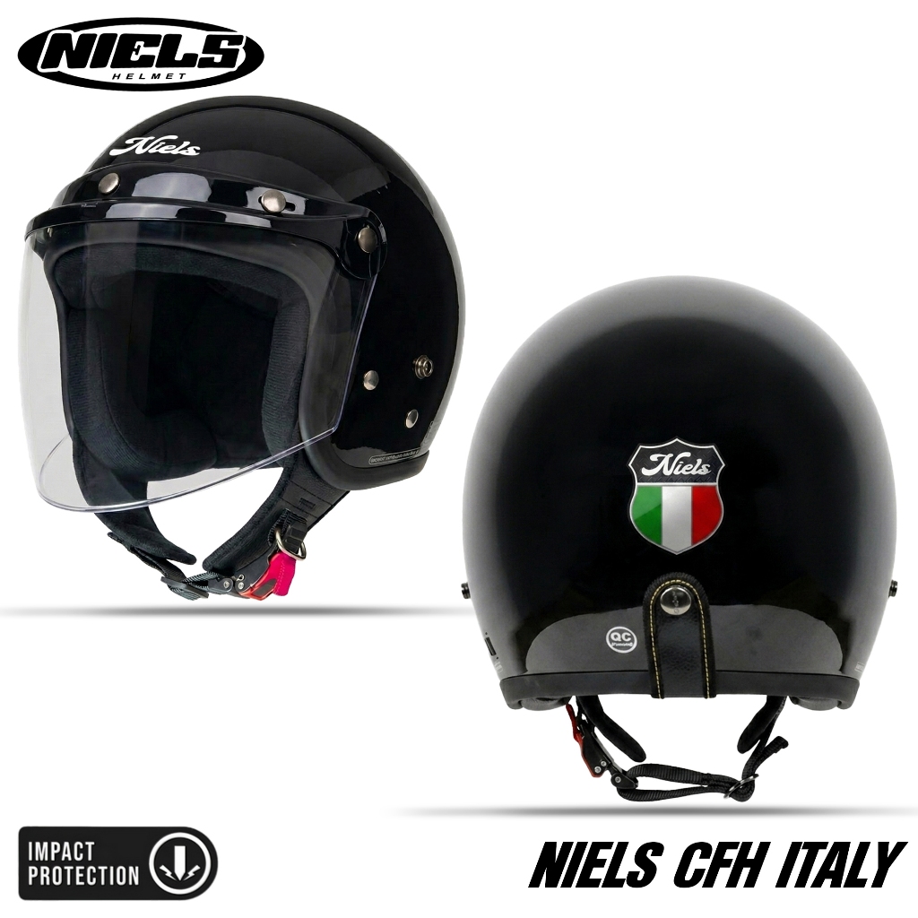 NIELS - Helm Bogo Retro CFH ITALY Dewasa Kaca Datar SNI Motorcycle - Gambar 3
