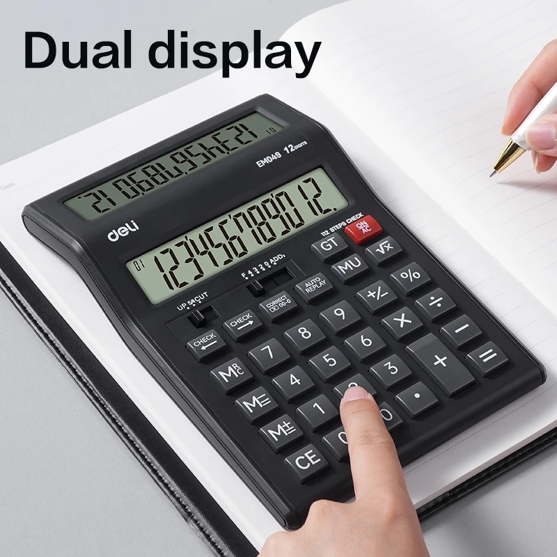 Deli x Cicimaksan Dual Display Calculator Kalkulator 2 Layar 12 Digits EM049 - Gambar 2