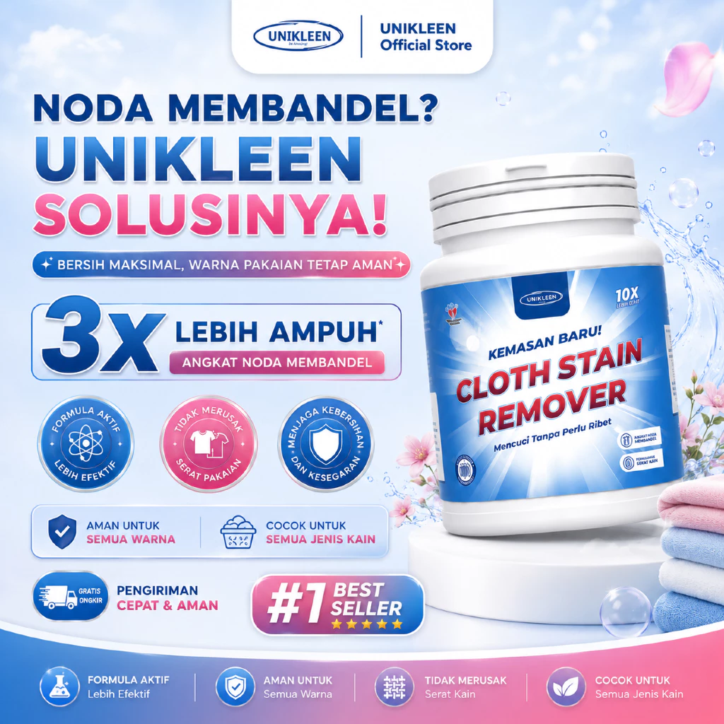 UNIKLEEN pembersih jamur pakaian / cloth stain remover/ pembersih noda pakaian membandel viral tiktok / serbuk ajaib penghilang noda pakaian / pemutih pakaian putih ampuh / pembersih noda baju membandel