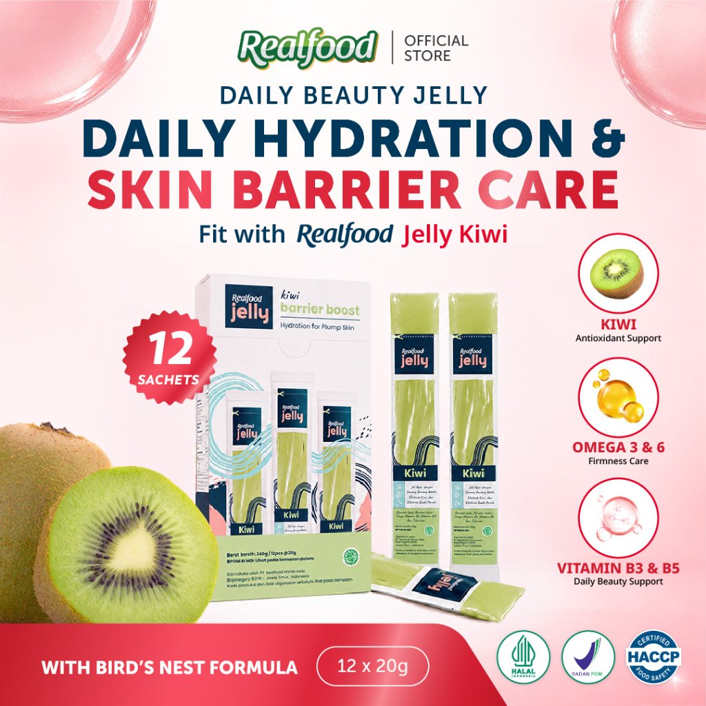 Realfood Jelly Kiwi Sarang Burung Walet dengan Omega 3, Omega 6, Vitamin B3 dan B5