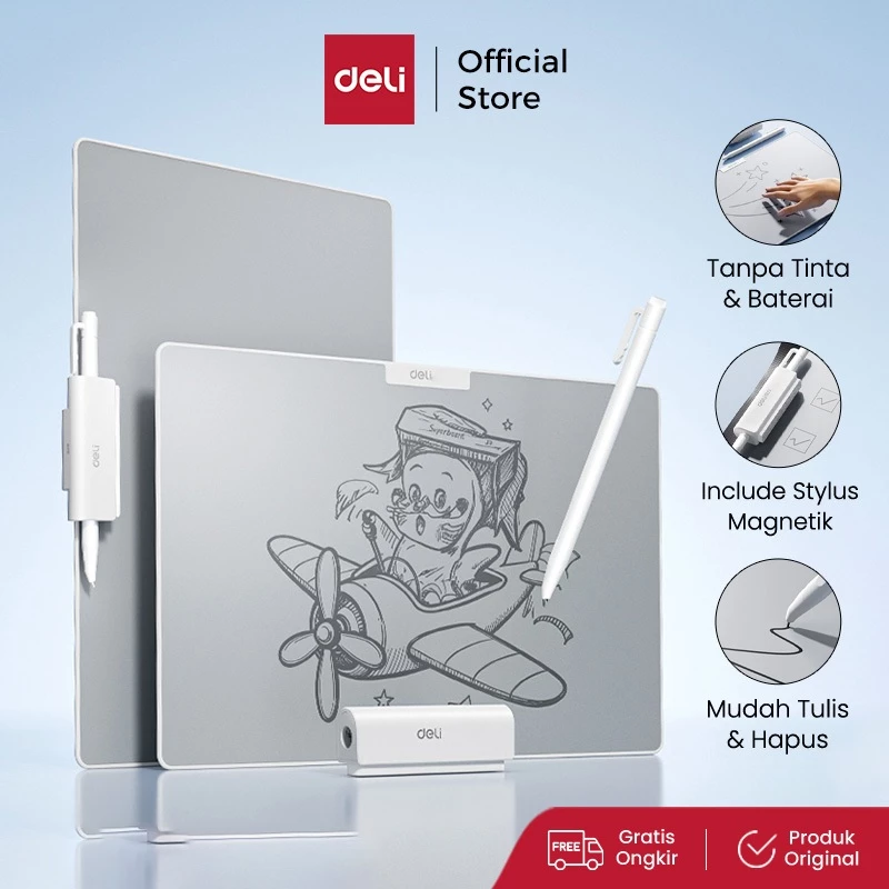 Deli Papan Tablet Tulis / Inkless Writing Whiteboard 16 Inch + Stylus MQ162