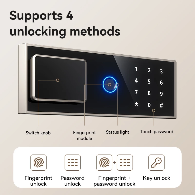 Locksworth Brankas Besi Digital / Fingerprint Digital Safebox / Alarm Safebox 38x36x60 Triple Unlocking Step Brankas Sidik Jari LED Display VS4592 - Gambar 2
