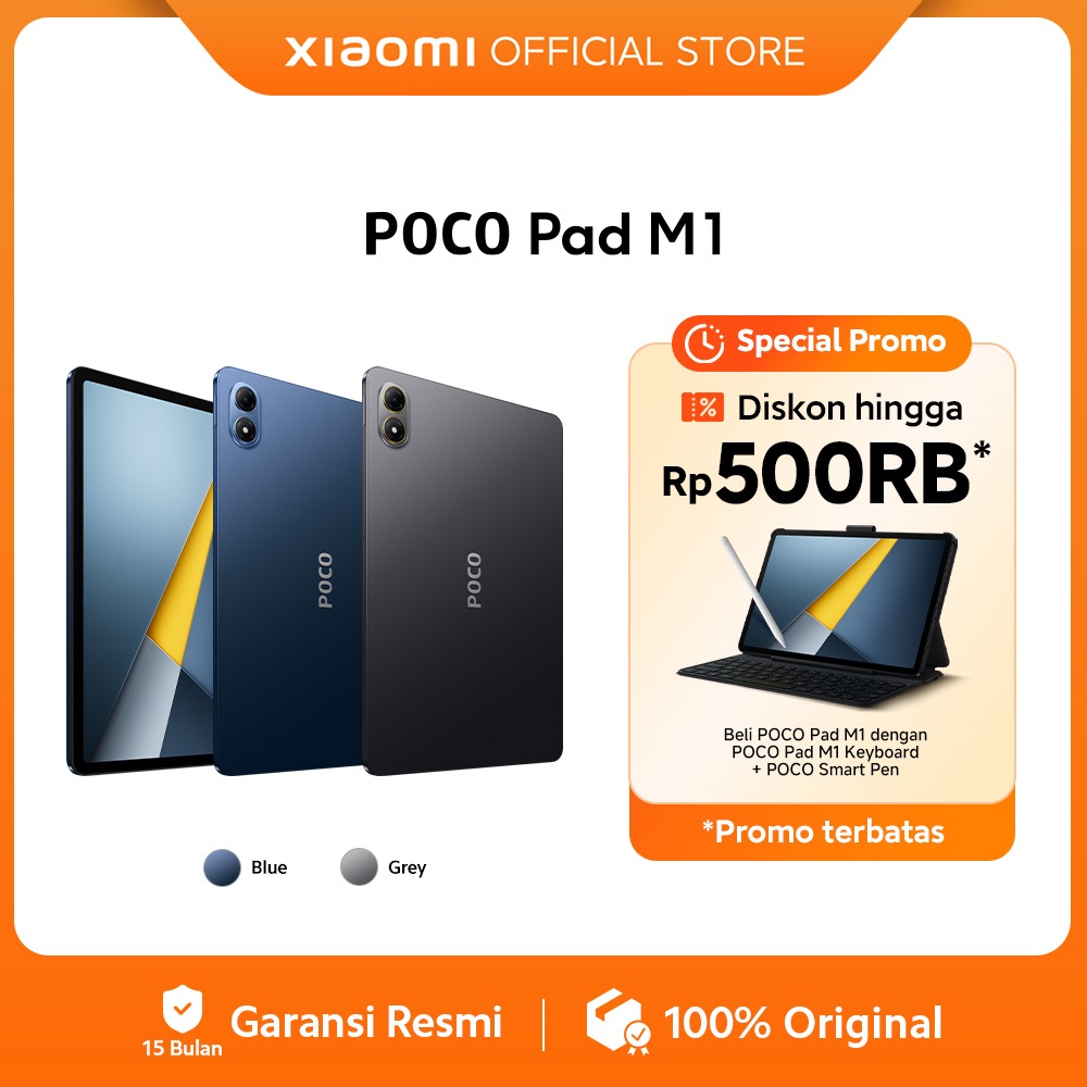 POCO Pad M1 (8GB/256GB) / Layar jernih 12.1" 2.5K / Snapdragon® 7s Gen 4 / Baterai jumbo 12000mAh (typ) / Quad speaker dengan Dolby Atmos® [Official Store]