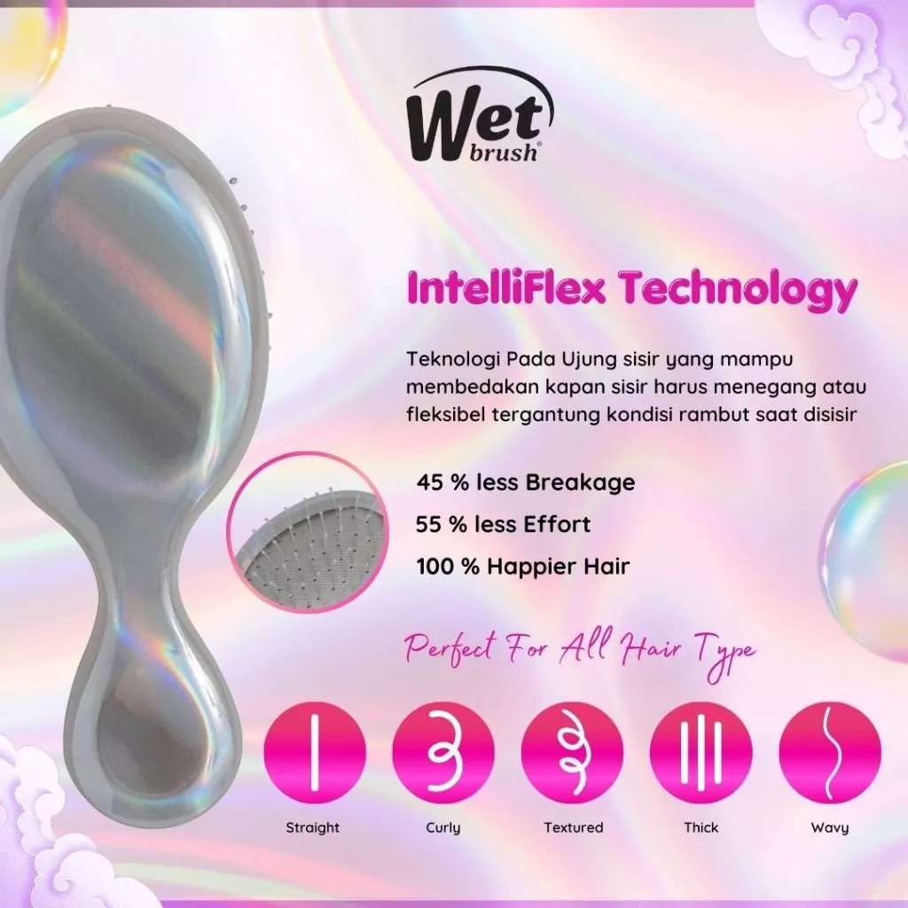 Wet Brush Mini Iridescence Icon Mengurangi Rambut Rontok Intelliflex Anak Dewasa - Gambar 4