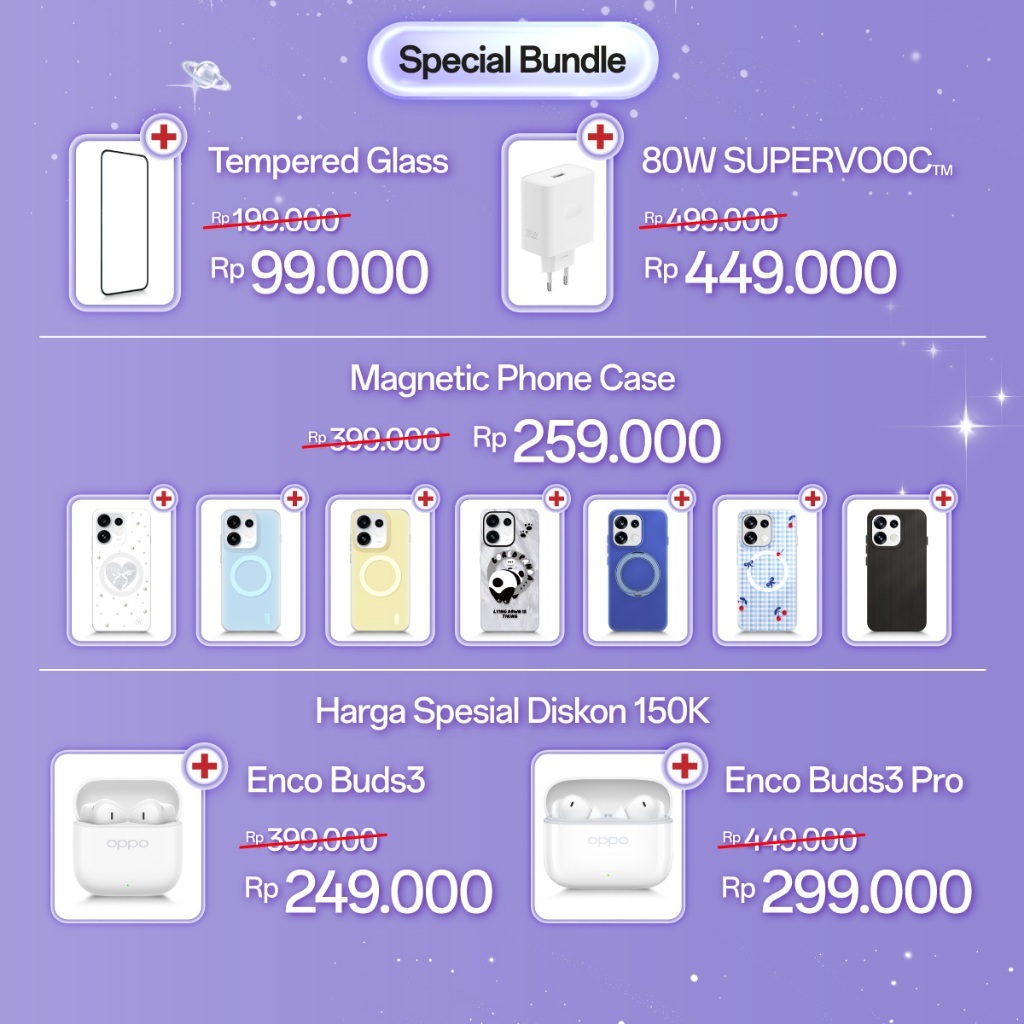 [BARU] OPPO Reno16 F 5G Eco Pack 8GB+256GB [3D Pop Planet Design, AI Remix Collage, 50MP Ultra-wide Selfie Camera] - Gambar 3