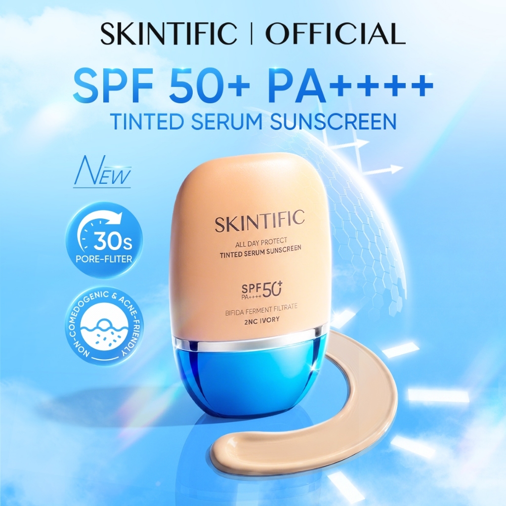 [BARU] SKINTIFIC - All Day Protect Tinted Sunscreen SPF 50+ PA++++ color skin tint Serum