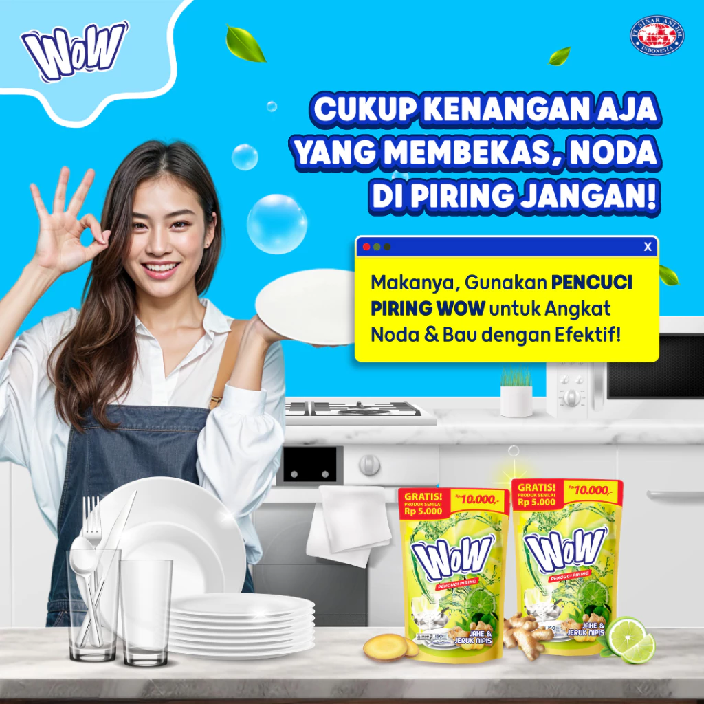 WOW Dishwah Lime + Ginger 400ml Sabun Cair Pencuci Piring (JAHE) - Gambar 3