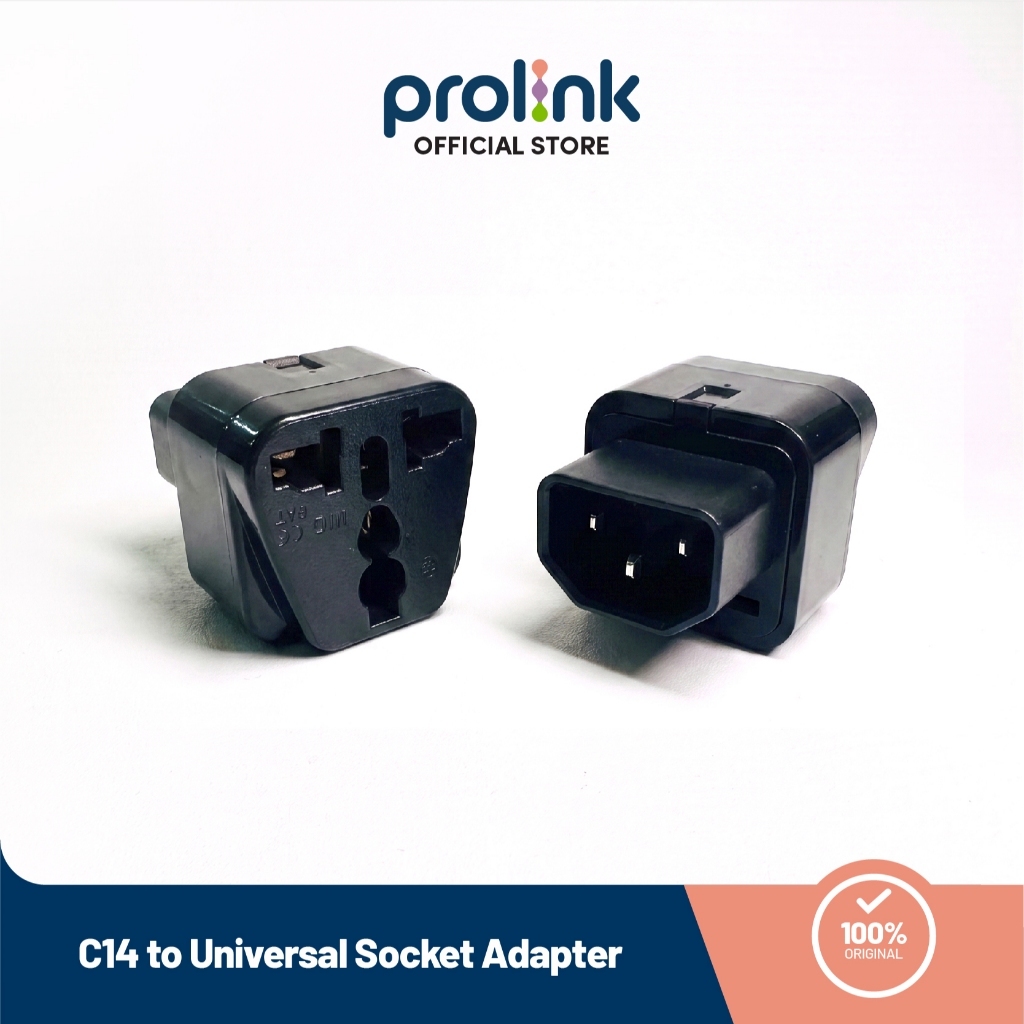 Prolink Adapter Converter Power Supply IEC 320 C14 Male to Female Universal Hitam CPU UPS
