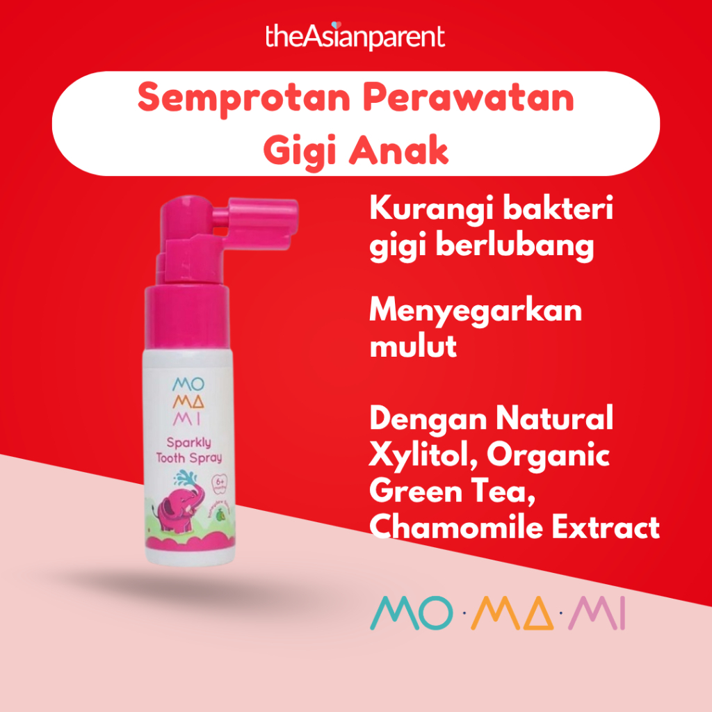 MOMAMI Sparkly Tooth Spray 20 ml Semprotan Perawatan Gigi Anak dengan Natural Xylitol Organic Green Tea