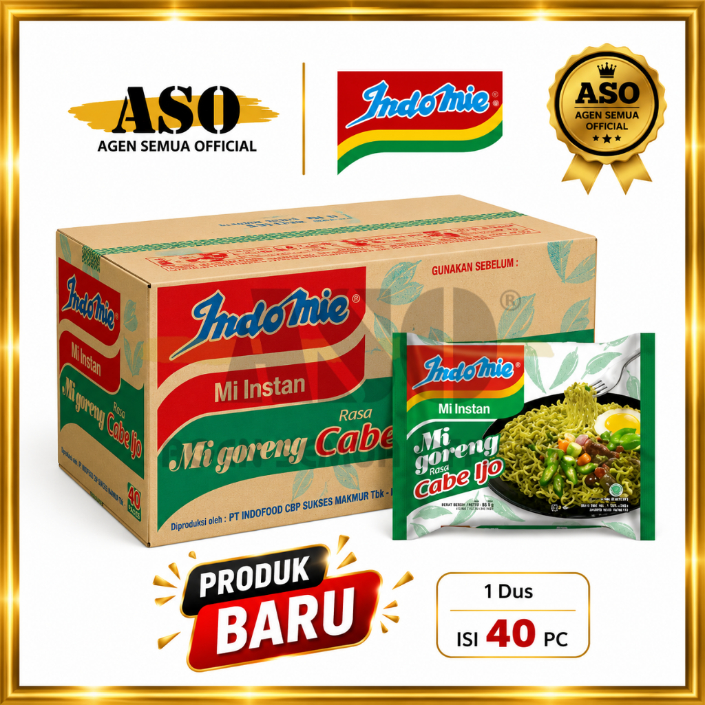 ( DUS ) Indomie Mi Instan Mie Goreng Rasa Cabe Ijo 1 Dus (Isi 40) Pc PROMO !!!