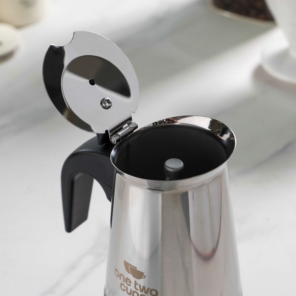 One Two Cups Moka Pot Teko Kopi Espresso Coffee Stovetop 4 Cup 200ml - Gambar 2