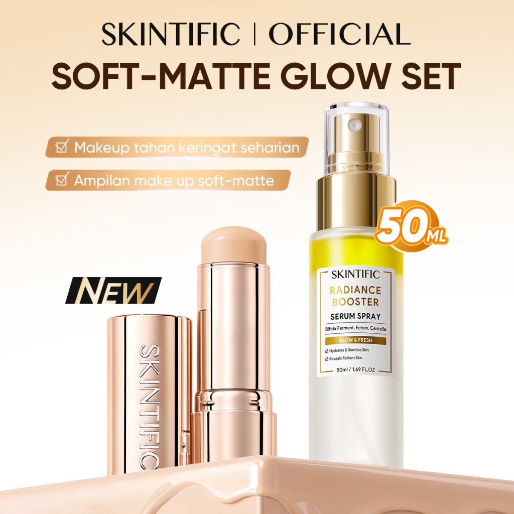 [NEW LAUNCH] SKINTIFIC - 2PCS Makeup Set /Cover Smooth Blurring Foundation Stick & Serum Spray Brightening Instant Glow Serum Spray Skin Tint Perfect Coverage Flawless BB CC Cream Tinted Foundation Blur Long-lasting Radiant